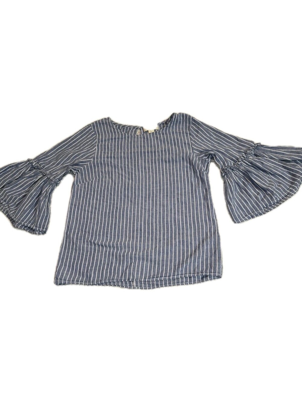 Midnight Sky Women's Top Sz S Blue White Striped Flared Sleeve Light Weight...